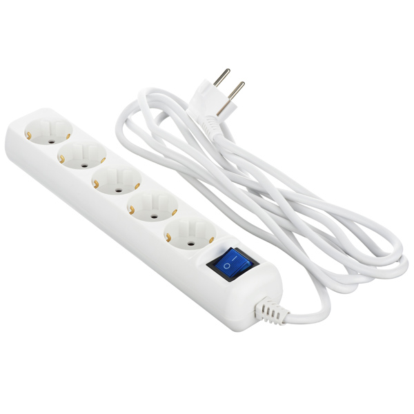 2E Power Socket 5-outlet/3M 2E-U05ESM3W White