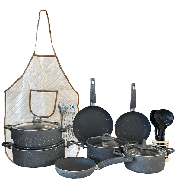 ESSEN POTLISA BIO QRANIİT QAZAN DƏSTİ 21 PARÇA Grey